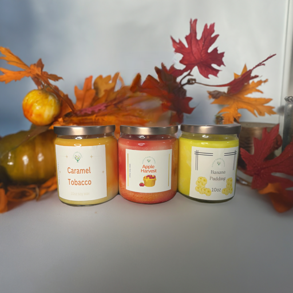 Handcrafted fall candle collection 